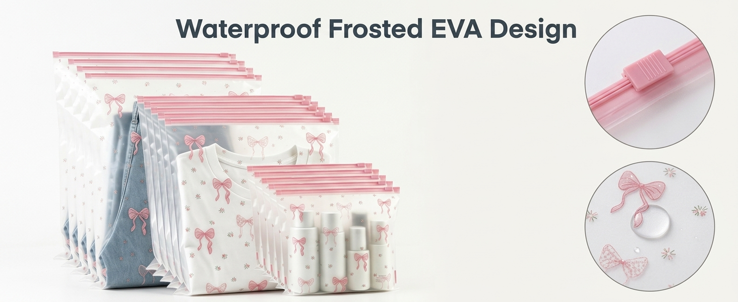 HASTHIP Reusable EVA Travel Storage Bags with Three Sizes and Resealable Zipper Closure