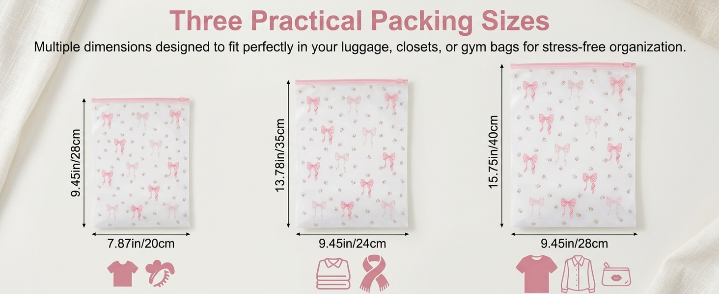 HASTHIP Reusable EVA Travel Storage Bags with Three Sizes and Resealable Zipper Closure