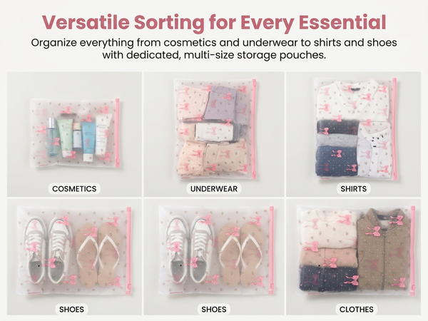 HASTHIP Reusable EVA Travel Storage Bags with Three Sizes and Resealable Zipper Closure