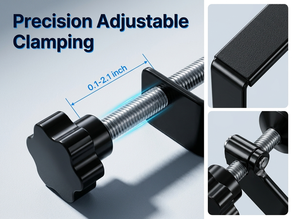 HASTHIP Adjustable Clamp-On Desk Cup Holder with Threaded Fit for Surfaces Up to 1.7 Inches Thick