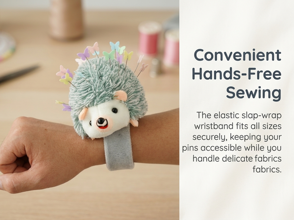 HASTHIP Wrist Pin Cushion with Adjustable Elastic Strap and Colorful Butterfly-Headed Pins for Sewing