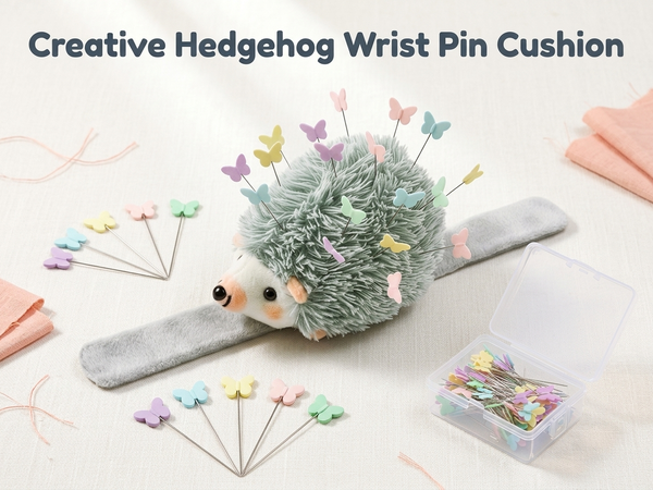 HASTHIP Wrist Pin Cushion with Adjustable Elastic Strap and Colorful Butterfly-Headed Pins for Sewing