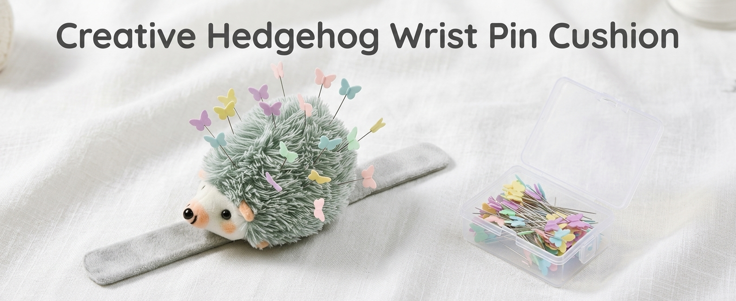 HASTHIP Wrist Pin Cushion with Adjustable Elastic Strap and Colorful Butterfly-Headed Pins for Sewing