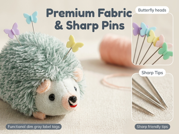 HASTHIP Wrist Pin Cushion with Adjustable Elastic Strap and Colorful Butterfly-Headed Pins for Sewing