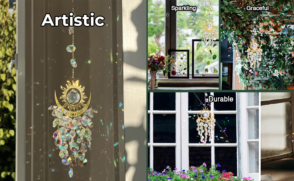 Iridescent Amber Glass Wind Chime - House Warming Gift - Free on sale Shipping