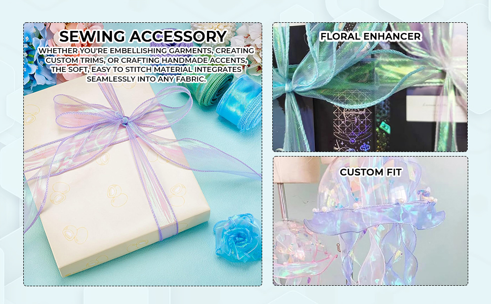HASTHIP 6-Roll Translucent Satin Ribbon Set, 4 cm Wide for Gifts, Crafts and Events