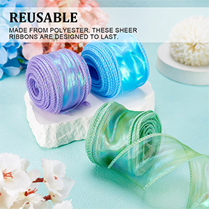 HASTHIP 6-Roll Translucent Satin Ribbon Set, 4 cm Wide for Gifts, Crafts and Events
