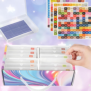 HASTHIP 12-Piece Diamond Art Storage Boxes with Numbered Color Label Stickers for Crafts