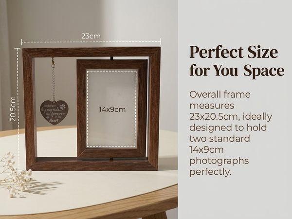 Qpets Rotating Pet Photo Frame – Double-Sided Wooden Display