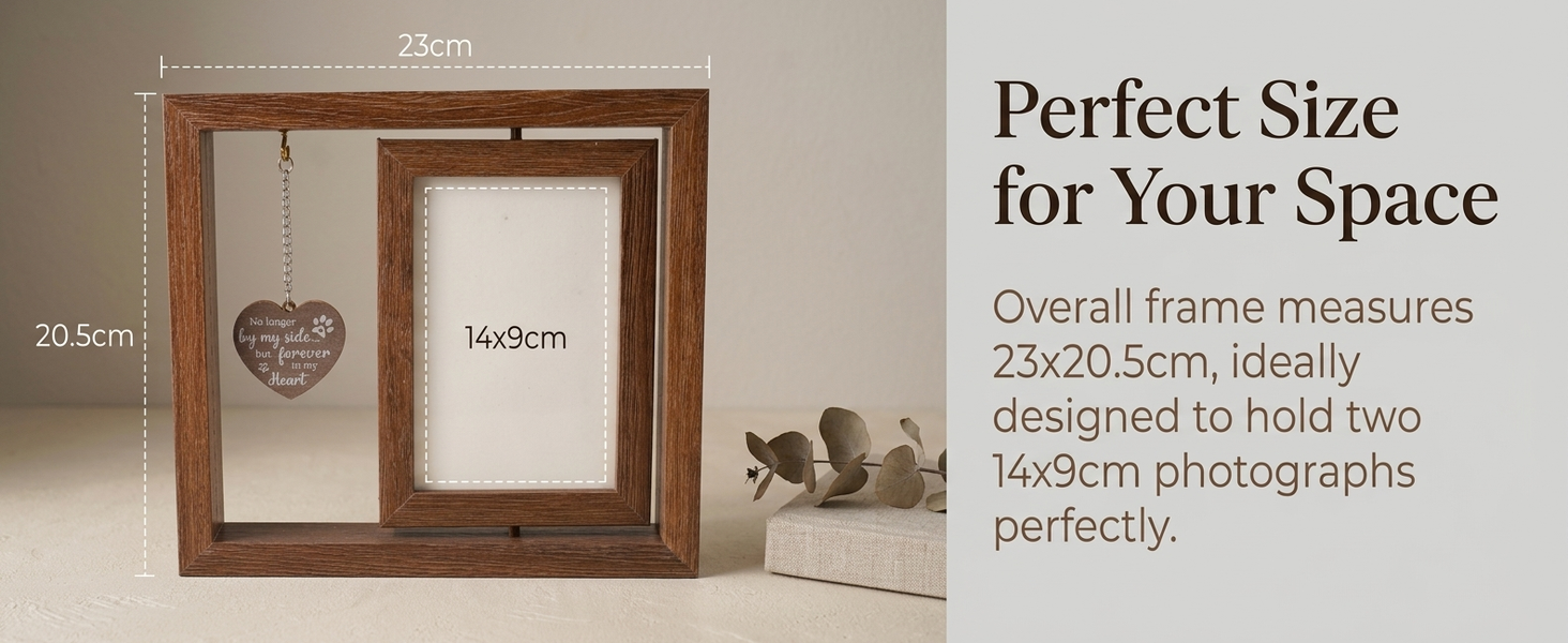Qpets Rotating Pet Photo Frame – Double-Sided Wooden Display