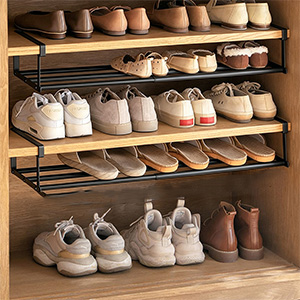 HASTHIP Shelf Extender for Wardrobe, Shoe Rack 40-65cm, 10cm Spacing Hanging Under-Shelf