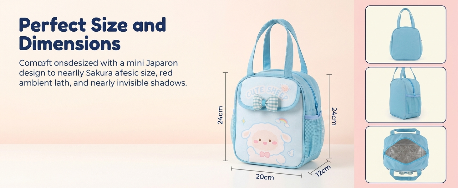 HASTHIP School Lunch Box Bag, Lunch Bag for Kids Girls, Tiffin Bag for Kids, Cute Cartoon