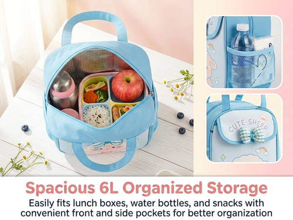 HASTHIP School Lunch Box Bag, Lunch Bag for Kids Girls, Tiffin Bag for Kids, Cute Cartoon
