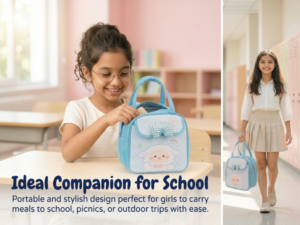 HASTHIP School Lunch Box Bag, Lunch Bag for Kids Girls, Tiffin Bag for Kids, Cute Cartoon