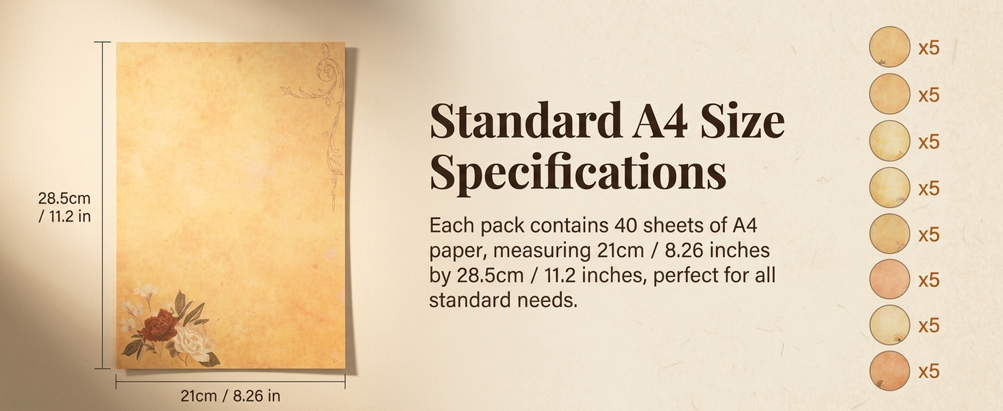 HASTHIP 40-Sheet Vintage Floral Writing Paper with 8 Designs for Letters and Creative Crafts