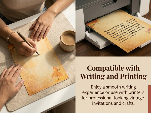 HASTHIP 40-Sheet Vintage Floral Writing Paper with 8 Designs for Letters and Creative Crafts