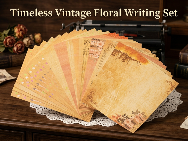 HASTHIP 40-Sheet Vintage Floral Writing Paper with 8 Designs for Letters and Creative Crafts