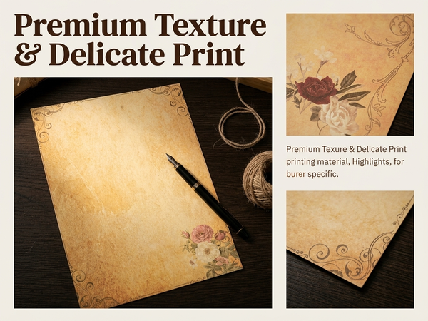HASTHIP 40-Sheet Vintage Floral Writing Paper with 8 Designs for Letters and Creative Crafts