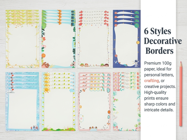 HASTHIP Stationery Writing Paper Set with Double-Sided European Retro Borders for Notes