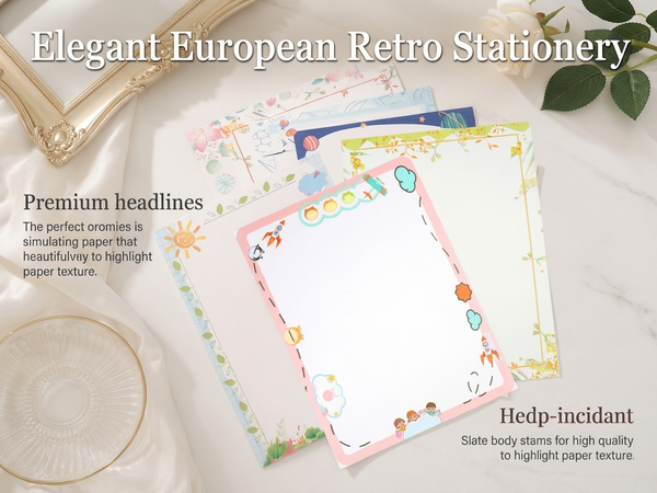 HASTHIP Stationery Writing Paper Set with Double-Sided European Retro Borders for Notes