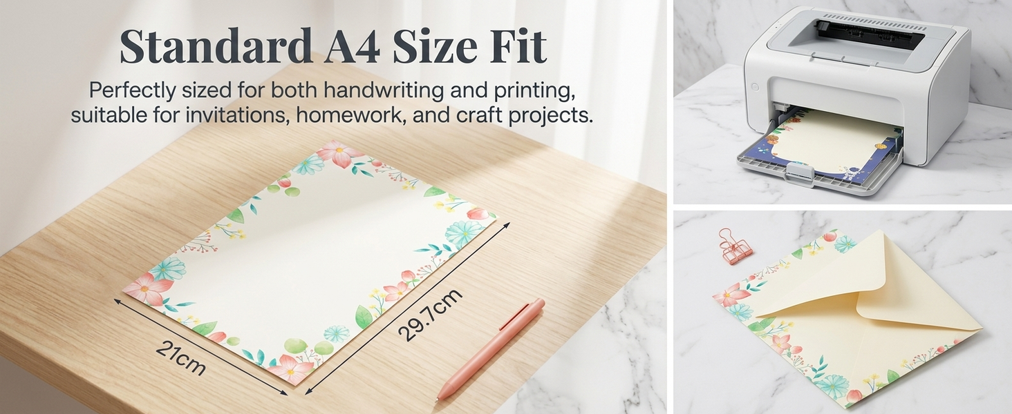 HASTHIP Stationery Writing Paper Set with Double-Sided European Retro Borders for Notes