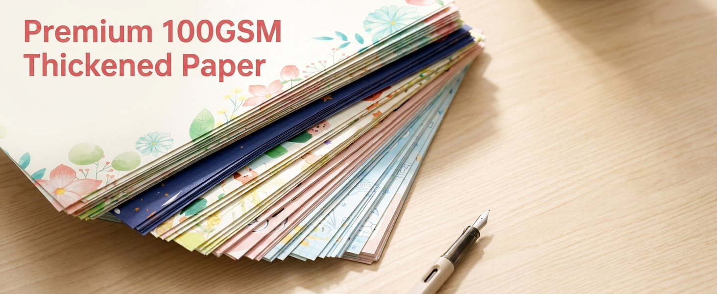 HASTHIP Stationery Writing Paper Set with Double-Sided European Retro Borders for Notes