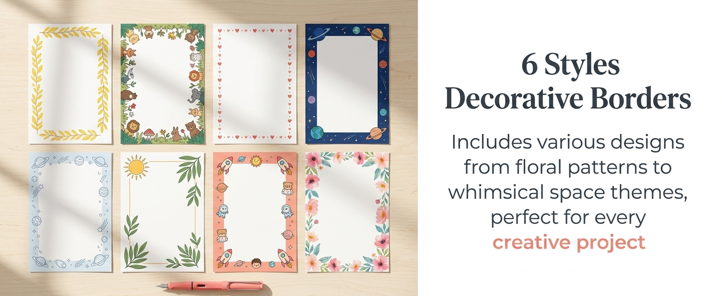 HASTHIP Stationery Writing Paper Set with Double-Sided European Retro Borders for Notes