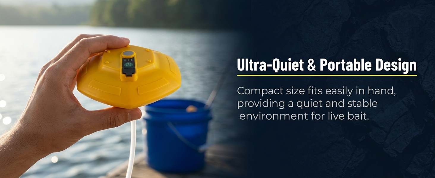Qpets Floating Live Bait Aerator with 2000mAh Rechargeable Battery, IPX7 Waterproof Design