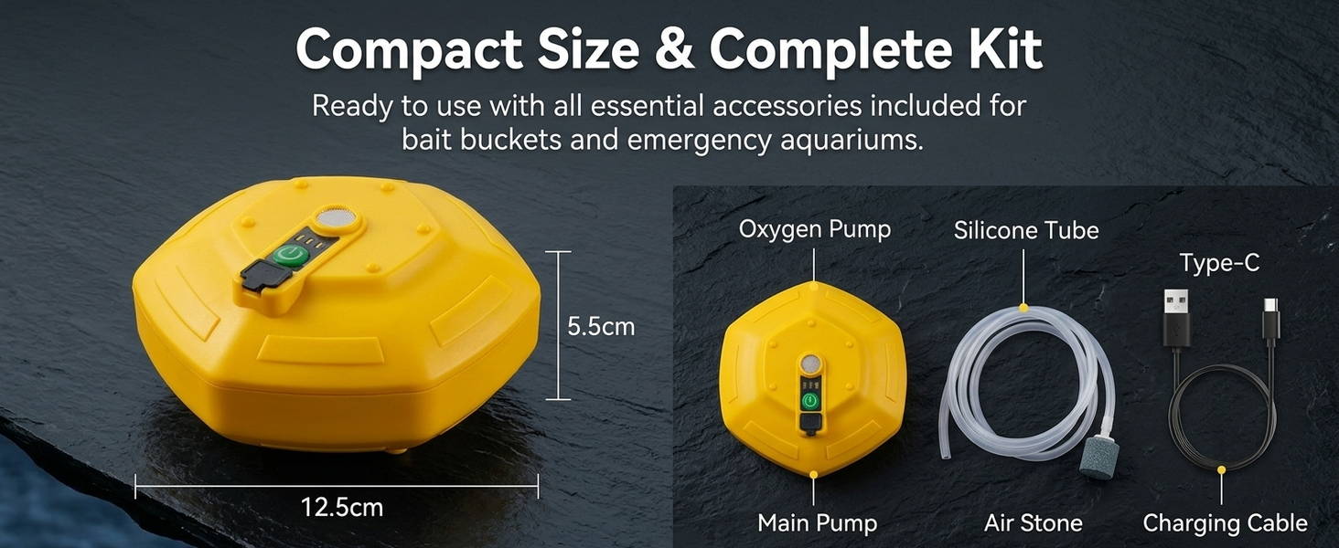 Qpets Floating Live Bait Aerator with 2000mAh Rechargeable Battery, IPX7 Waterproof Design