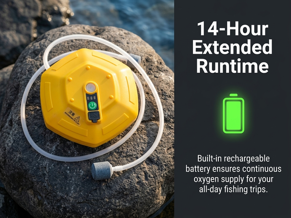 Qpets Floating Live Bait Aerator with 2000mAh Rechargeable Battery, IPX7 Waterproof Design