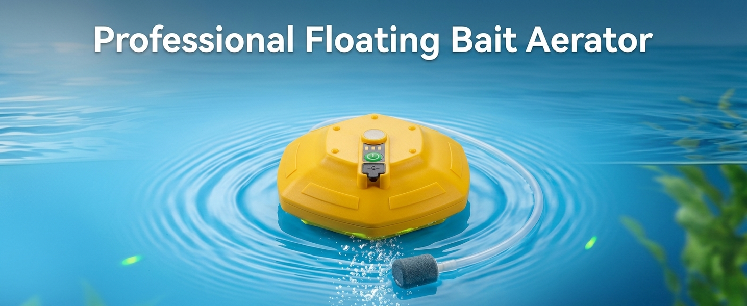 Qpets Floating Live Bait Aerator with 2000mAh Rechargeable Battery, IPX7 Waterproof Design