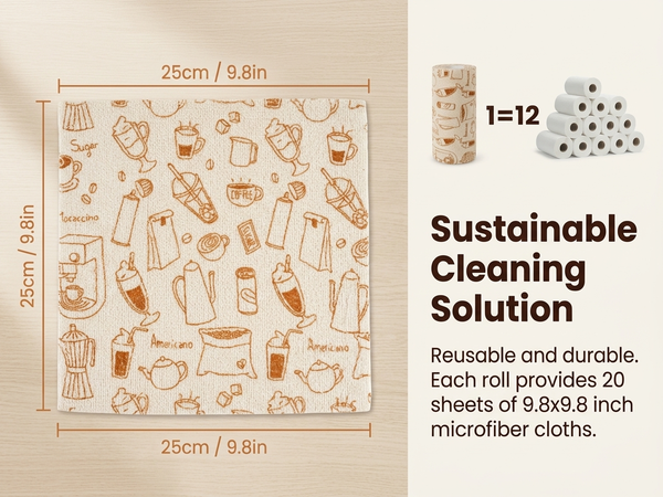 HASTHIP 20-Pack Microfiber Cleaning Cloths, Tear-Away Towels for Kitchen, Home and Car