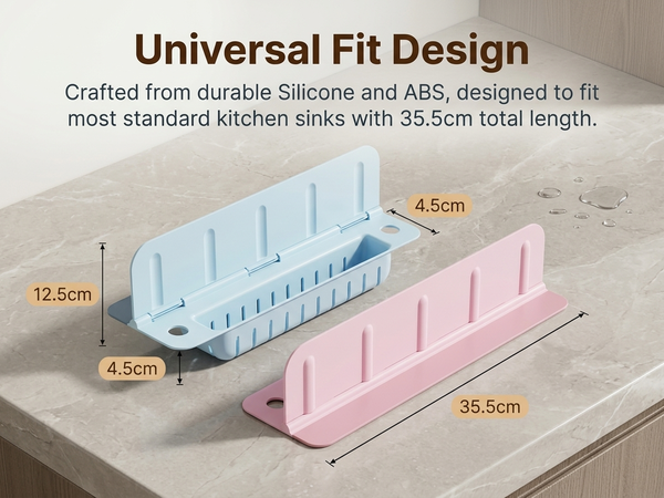 HASTHIP Silicone Kitchen Sink Splash Guard with Detachable Baffle and Draining Storage Basket