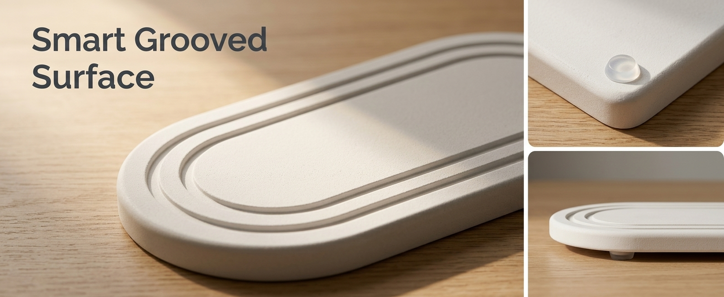 HASTHIP Quick-Dry Water-Absorbing Stone Tray for Bathroom, Kitchen and Laundry Use
