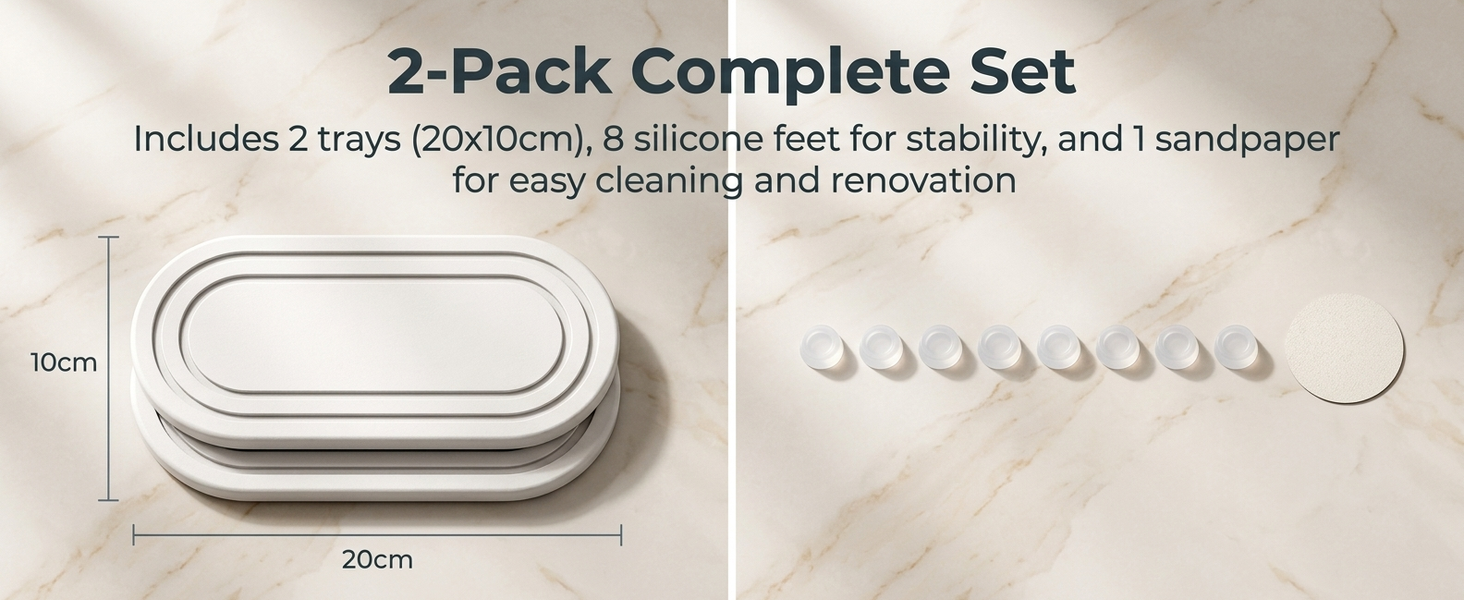 HASTHIP Quick-Dry Water-Absorbing Stone Tray for Bathroom, Kitchen and Laundry Use