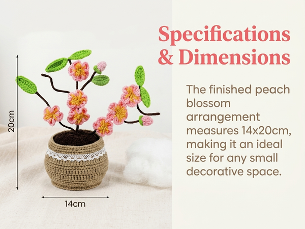 HASTHIP Beginner Peach Blossom Crochet Flower Kit with Soft Yarn, Hook, Needle and Video Tutorials