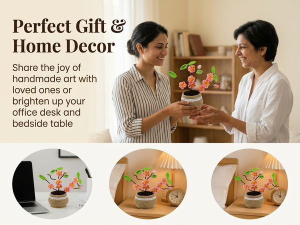 HASTHIP Beginner Peach Blossom Crochet Flower Kit with Soft Yarn, Hook, Needle and Video Tutorials