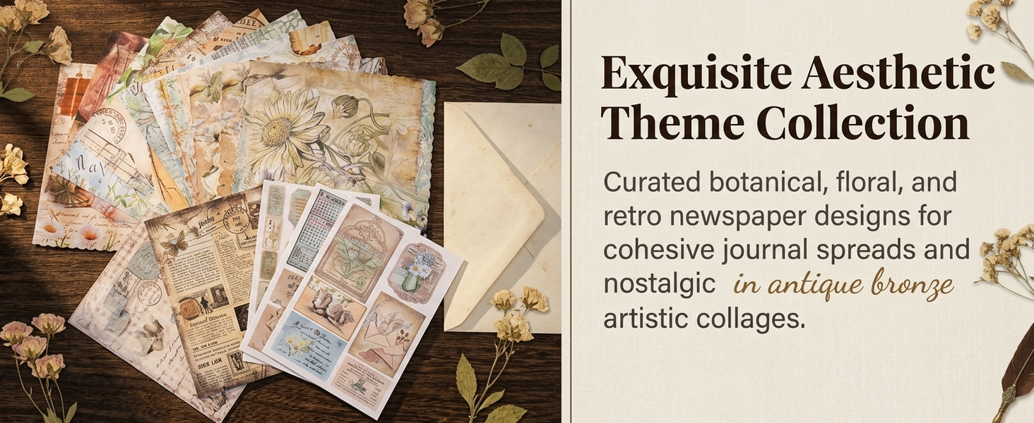 HASTHIP Vintage Wonderland Scrapbooking Kit with A6 Journal, Stickers, Papers and Tweezers
