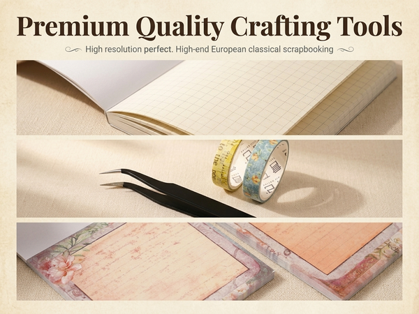 HASTHIP Vintage Wonderland Scrapbooking Kit with A6 Journal, Stickers, Papers and Tweezers