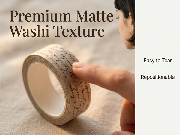 HASTHIP 16 Rolls Vintage Washi Tape Set with Handwritten Antique Patterns for Journals and Crafts