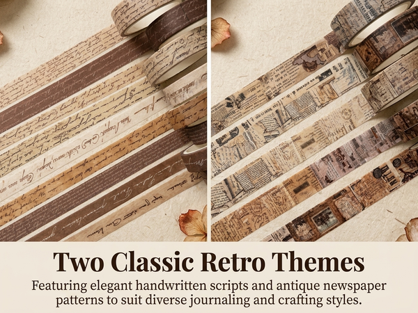 HASTHIP 16 Rolls Vintage Washi Tape Set with Handwritten Antique Patterns for Journals and Crafts