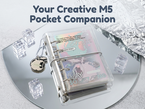 HASTHIP M5 Refillable Five-Hole Planner Binder with Silvery Transparent Cover and DIY Pages