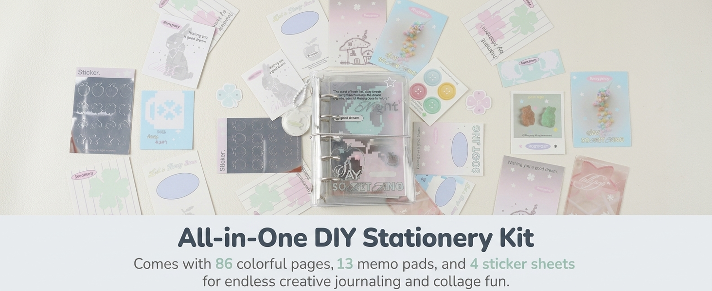 HASTHIP M5 Refillable Five-Hole Planner Binder with Silvery Transparent Cover and DIY Pages