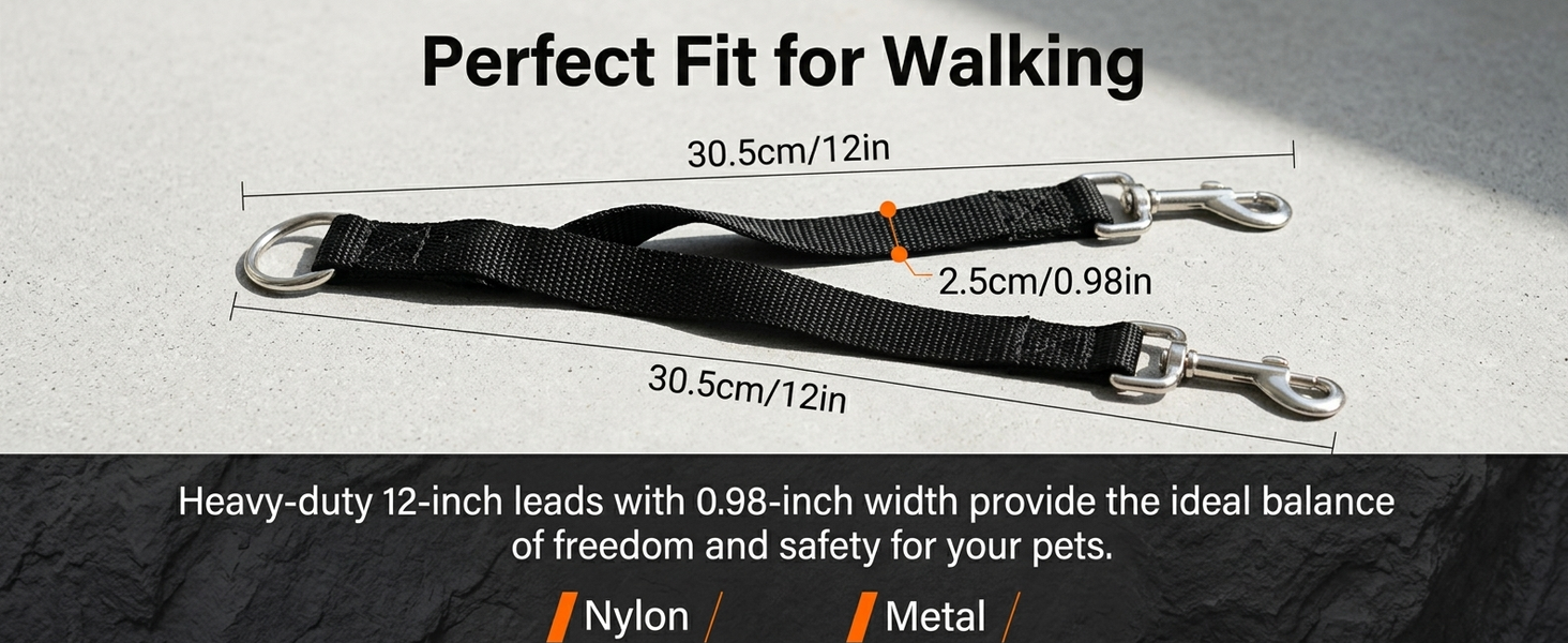 Qpets Double Dog Leash Split Lead with No-Tangle Swivel, Adjustable Length and Reflective Stitching