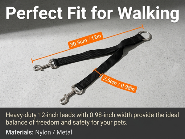 Qpets Double Dog Leash Split Lead with No-Tangle Swivel, Adjustable Length and Reflective Stitching