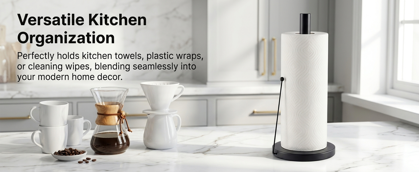 HASTHIP Paper Towel Holder with Anti-Roll Arm and Weighted Base for Countertop Use