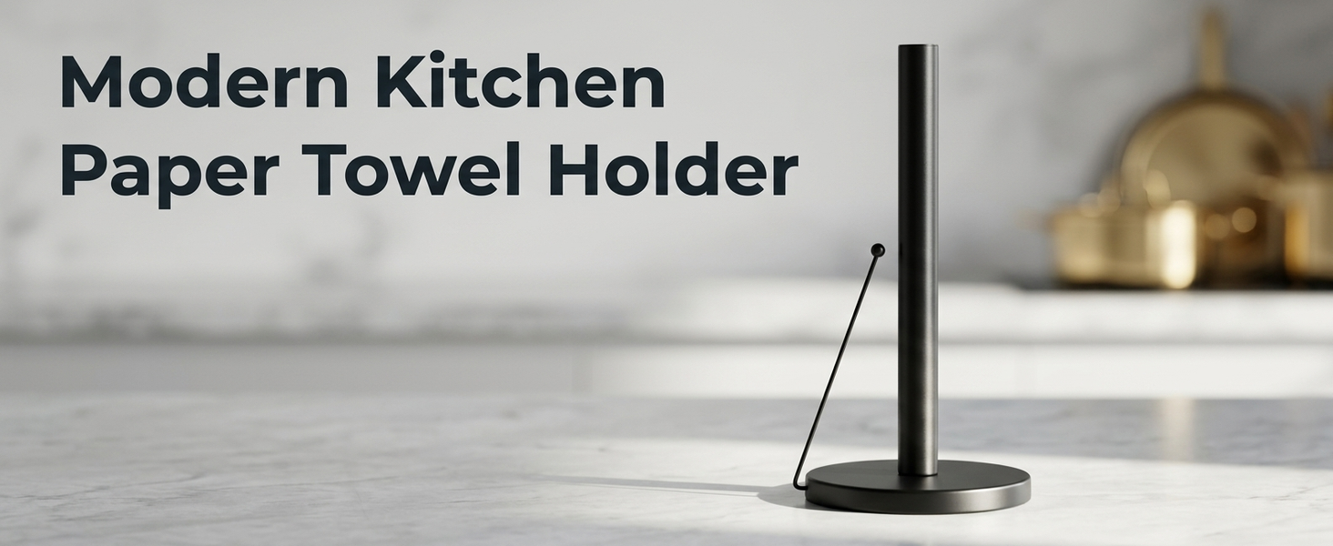 HASTHIP Paper Towel Holder with Anti-Roll Arm and Weighted Base for Countertop Use