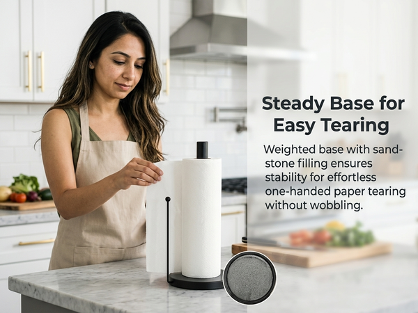 HASTHIP Paper Towel Holder with Anti-Roll Arm and Weighted Base for Countertop Use