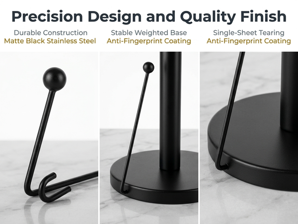HASTHIP Paper Towel Holder with Anti-Roll Arm and Weighted Base for Countertop Use