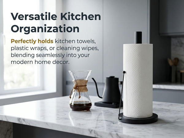 HASTHIP Paper Towel Holder with Anti-Roll Arm and Weighted Base for Countertop Use
